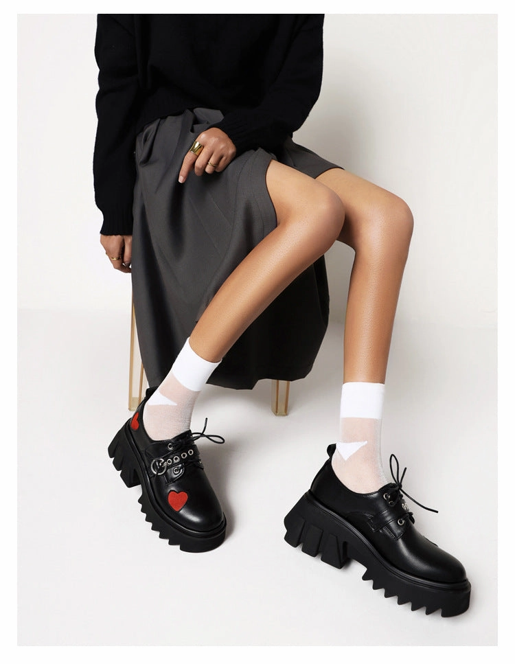 Wolverine Hiking Boots Review Spring And Autumn Retro Thick-Soled Women'S Shoes Single Shoes High-Heeled Patent Leather Lace Up Muffin Small Leather Shoes Women | Brodtica.com