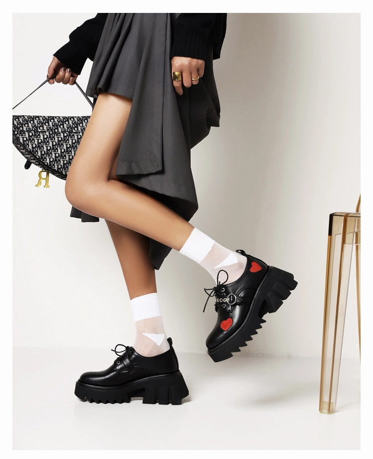 Spring And Autumn Retro Thick-Soled Women'S Shoes Single Shoes High-Heeled Patent Leather Lace Up Muffin Small Leather Shoes Women | Brodtica.com Lasportiva Hiking Boots