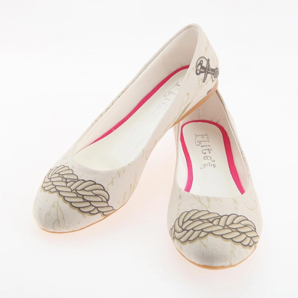 Fire Red Sailor Rope Ballerinas Shoes 1106