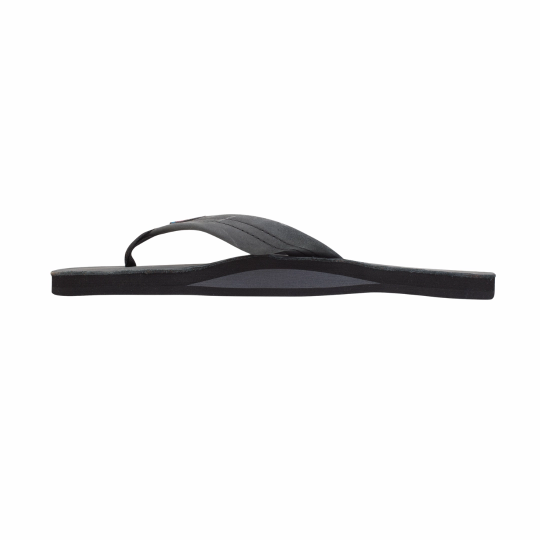 RAINBOW 301ALTS0M/PBLK SINGLE LAYER PREMIER MN'S (Medium) Premier Black Leather Strap Sandals Instant Fit Sandals Smart Fit