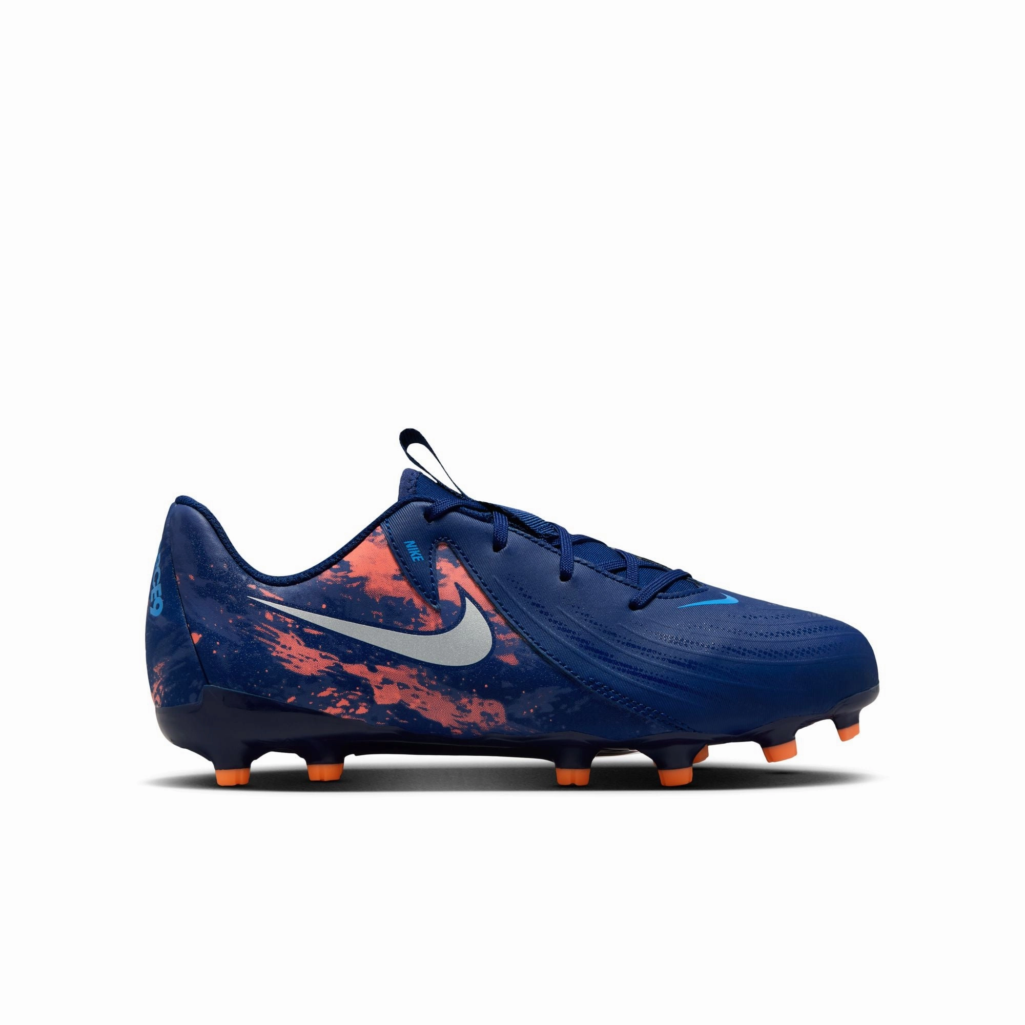 Nike Junior Phantom GX Academy FG/MG Firm Ground Soccer Cleats- Blue Void/Chrome Indoor Cleats Soccer