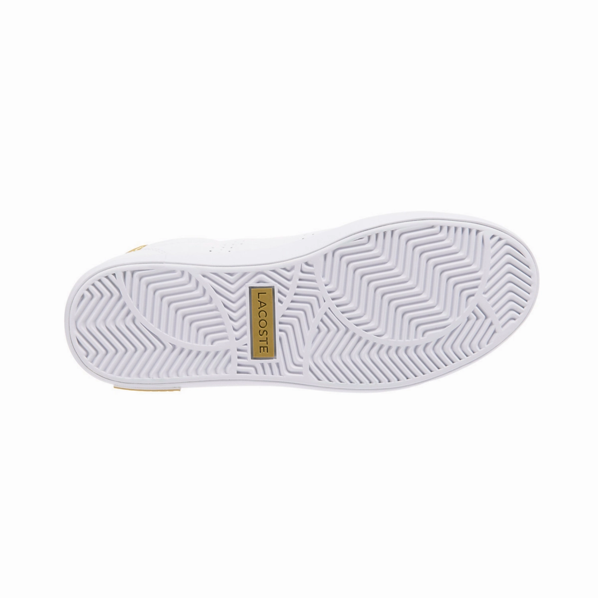 LACOSTE 7-45SFA0034216 POWERCOURT 2.0 WMN'S (Medium) White/Gold Leather & Synthetic Lifestyle Shoes Foot Shape