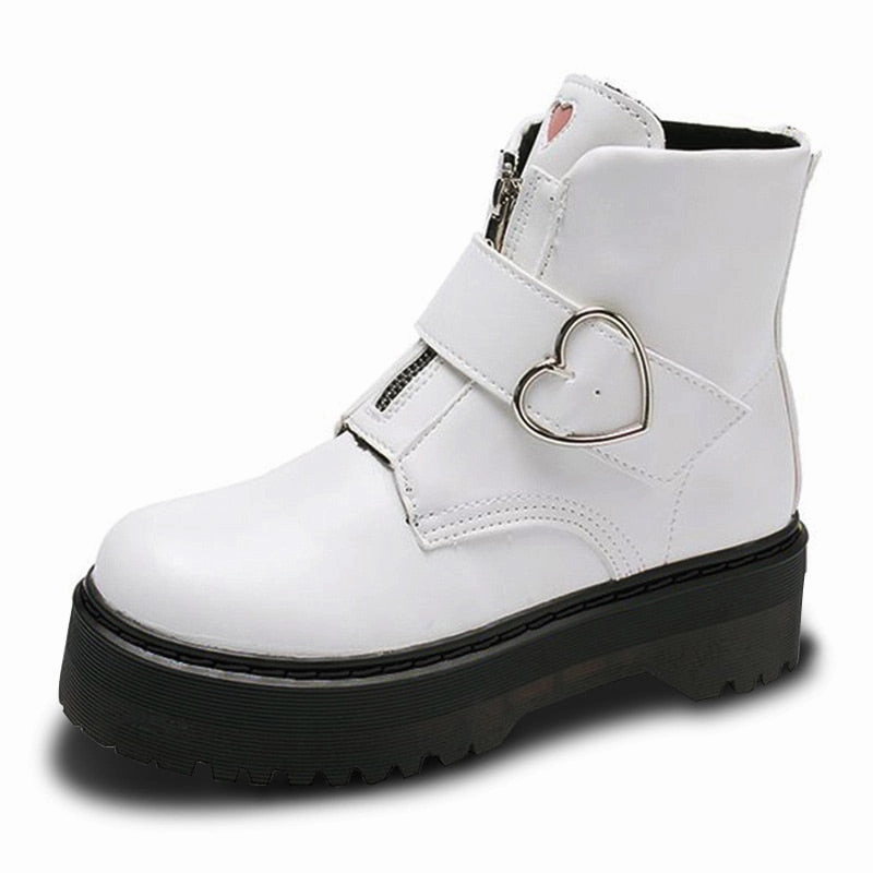 Adidas Originals Canvas Shoes Women Heart Button Buckle Strip Ankle Martin Boots