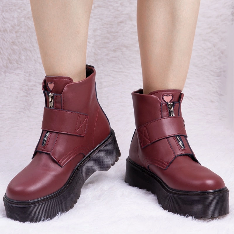 Women Heart Button Buckle Strip Ankle Martin Boots Soccer Shoes Adidas