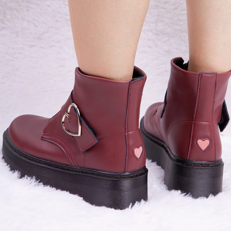 Weightlifting Shoes Adidas Powerlift Women Heart Button Buckle Strip Ankle Martin Boots