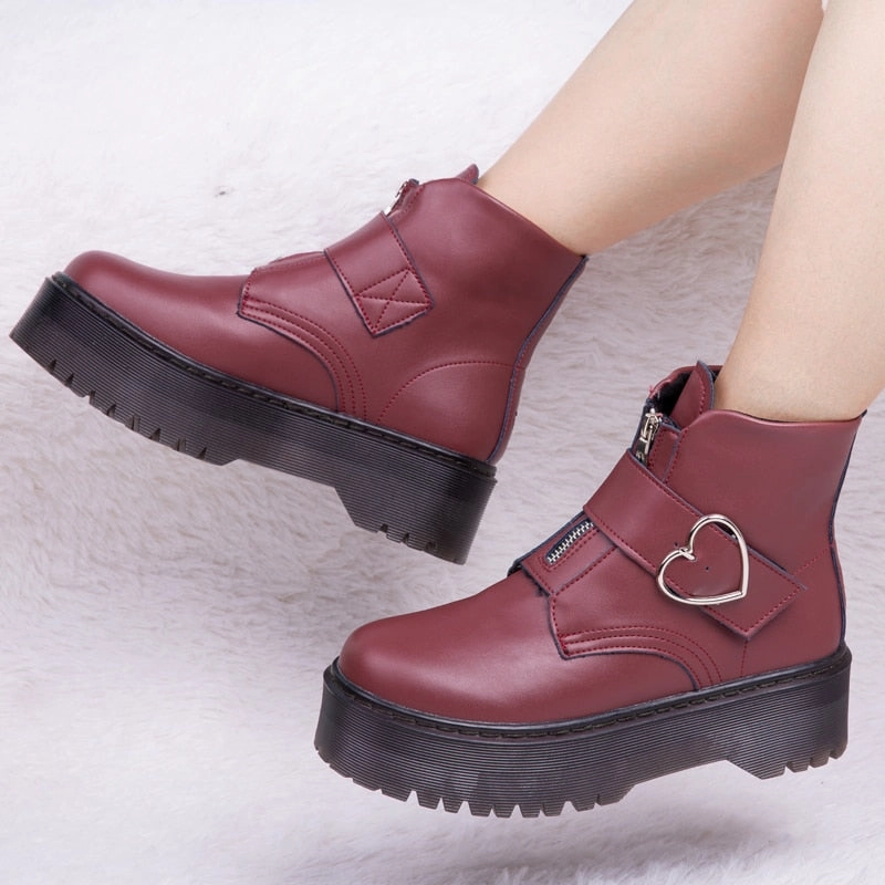 Adidas Sequin Shoes Women Heart Button Buckle Strip Ankle Martin Boots