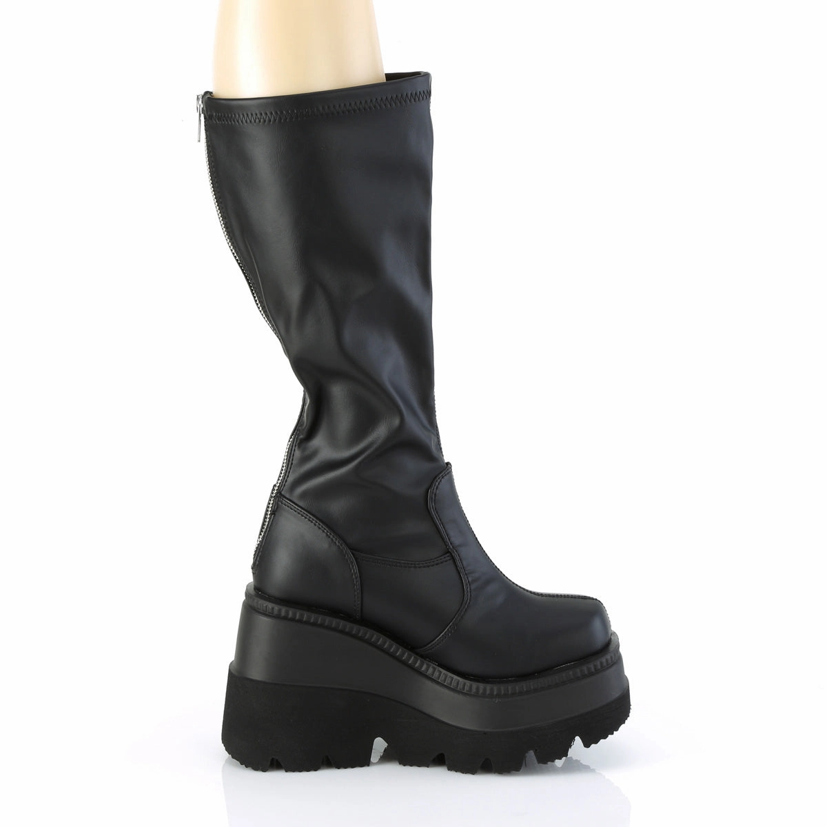 Adidas Plain Shoes SHAKER-65WC DemoniaCult Black Vegan Leather Sexy Women's Mid-Calf & Knee High Boots (Alternative Footwear)