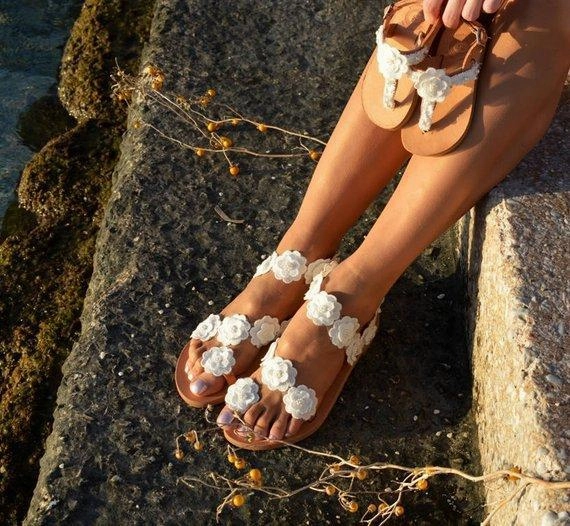 Flats Shoe Dangle White sandals ring toe sandals, bridal sandals for wedding