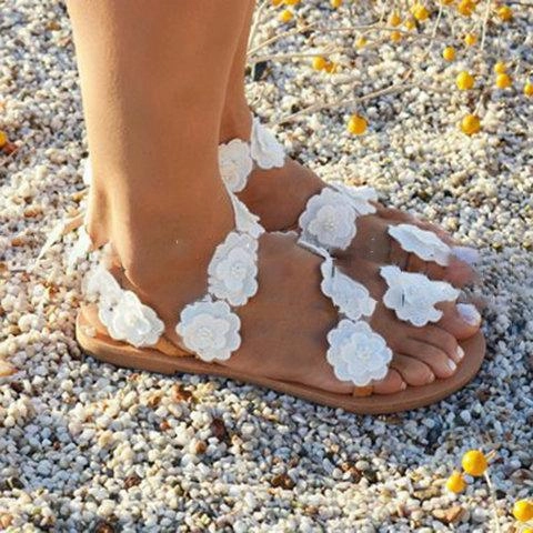 White sandals ring toe sandals, bridal sandals for wedding Sonoma Flat Shoes
