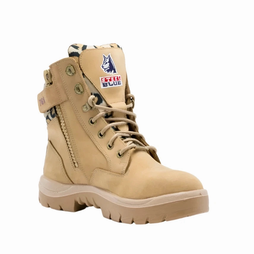 Work Boots Certified For Chemical Environments Steel Blue Jungle Southern Cross Zip Sided Lace Up Steel Toe Ladies Safety Boot (522761)