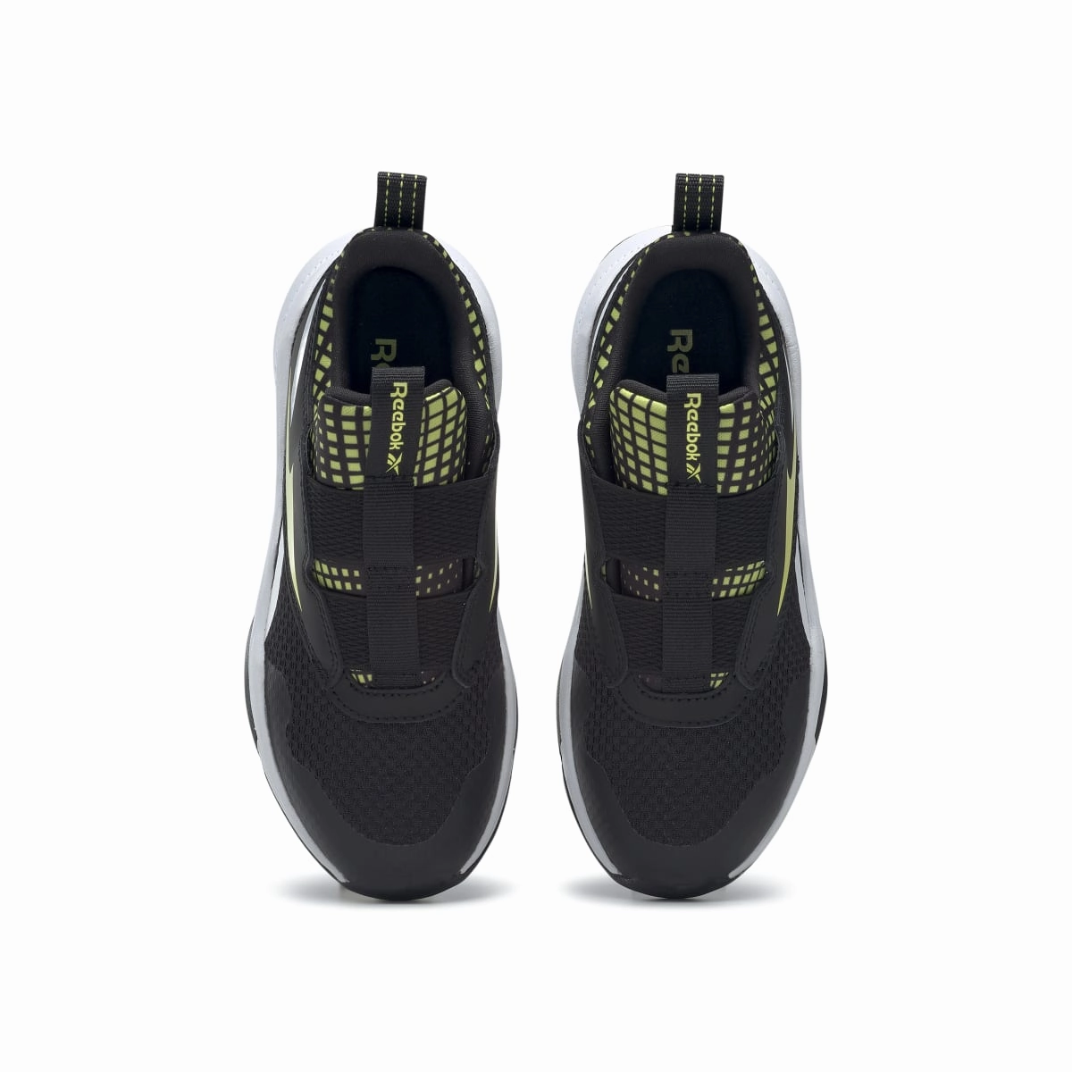 Walking Comfort All Day Support REEBOK GW1238 XT SPRINTER SLIP-ON YHT'S (Medium) Black/Yellow/White Textile & Leather Running Shoes