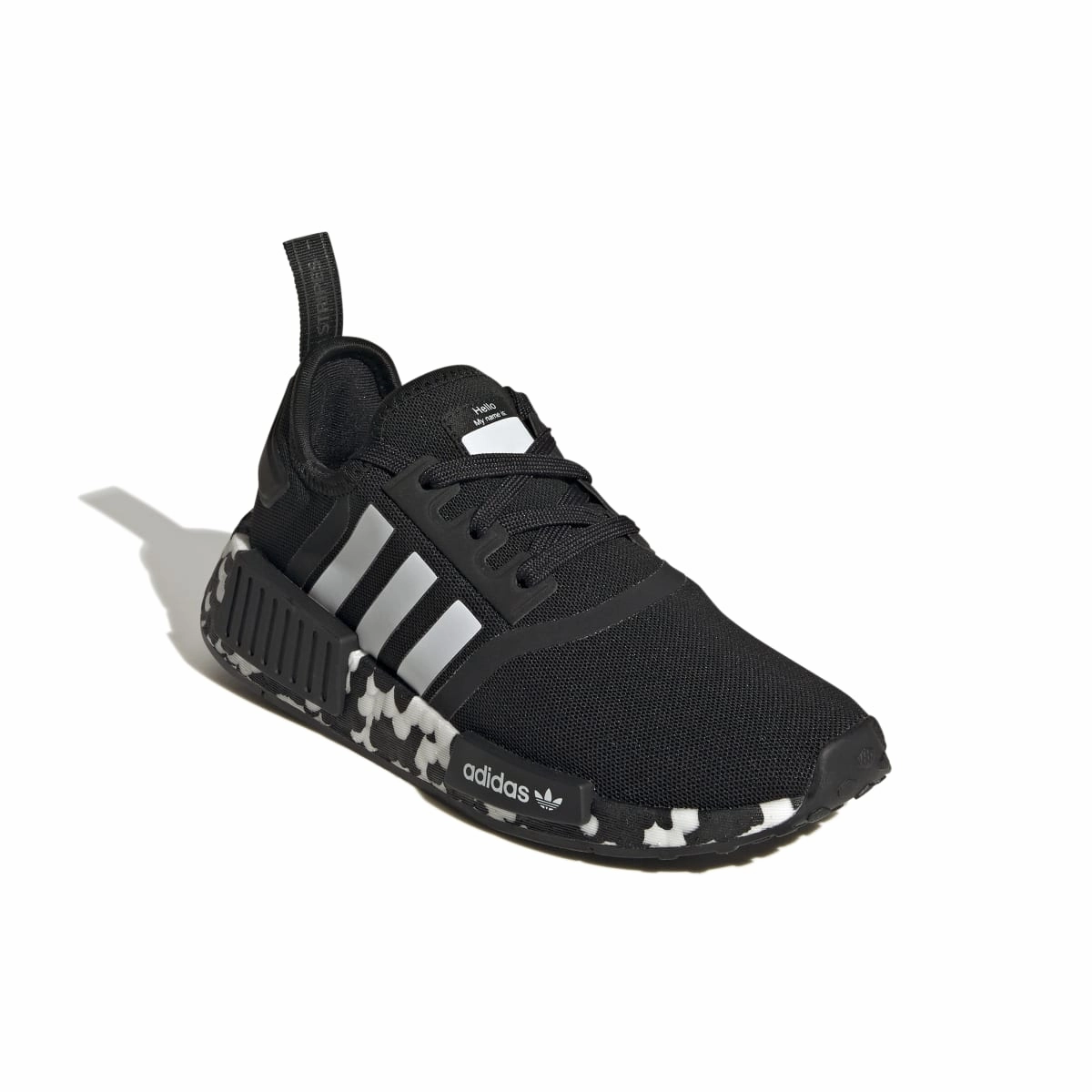 ADIDAS GW9594 NMD_R1 JR'S (Medium) Black/Black/White Textile Running Shoes TPU Stability