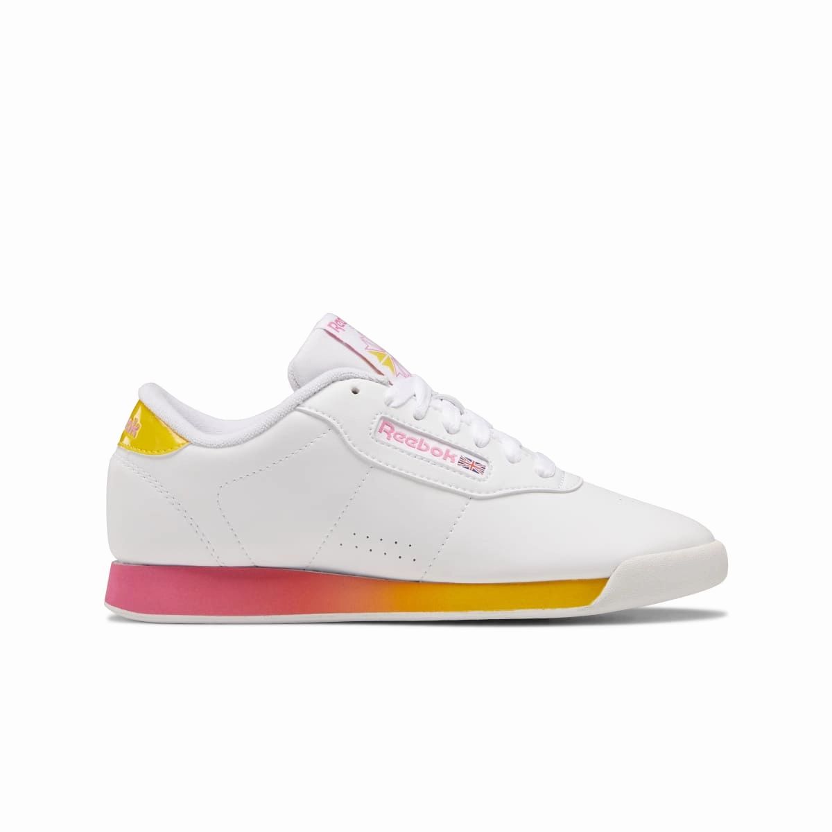 REEBOK HP7571 PRINCESS WMN'S (Medium) White/Pink/Yellow Synthetic Lifestyle Shoes lightweight - design treadmill