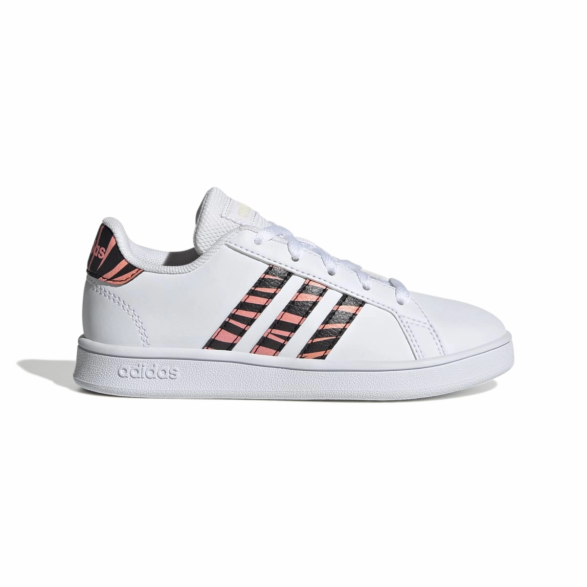 ADIDAS GZ1067 GRAND COURT K JR'S (Medium) White/Black/Red Synthetic Leather Lifestyle Shoes Friend Out Stylish Comfort
