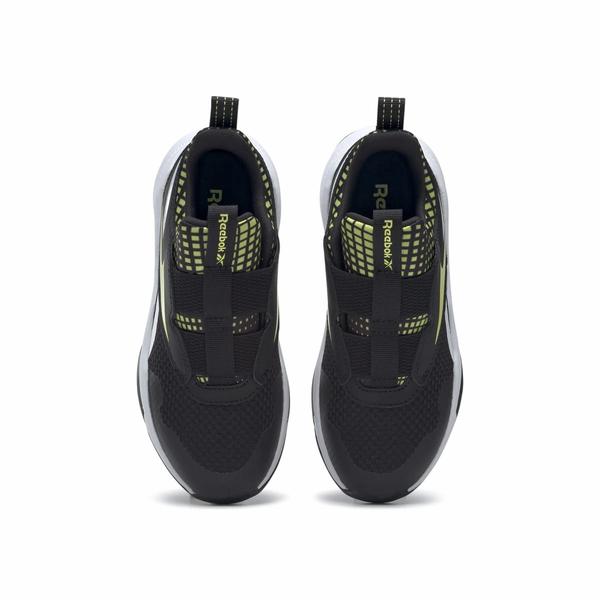 REEBOK GW1238 XT SPRINTER SLIP-ON YHT'S (Medium) Black/Yellow/White Textile & Leather Running Shoes Airy Feel Slip-Resistant Shoes