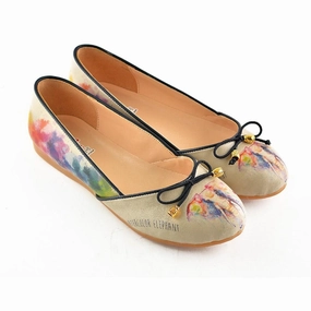 Clean White soft pastel Flamboyant Elephant Ballerinas Shoes OMR7109
