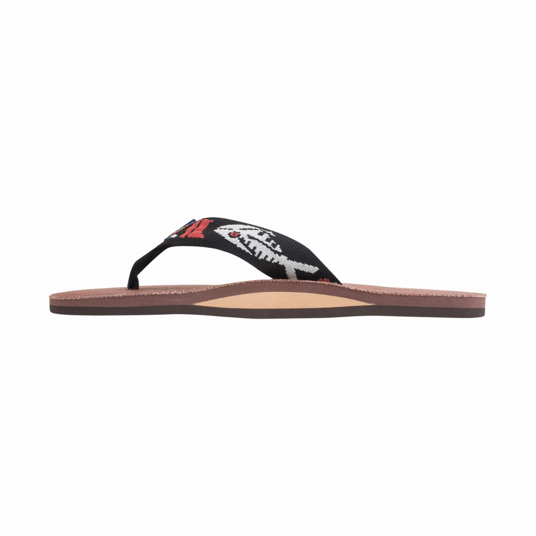Simple Wear Comforted Walk RAINBOW 301AHPFSM/BRSV HEMP FISH PATTERN STRAP MN'S (Medium) Brown Silver Nylon Strap Sandals