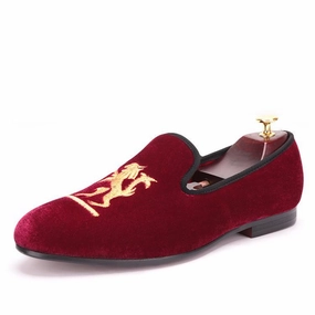 Sheer Socks Loafers OneDrop Lion Embroidery Velvet Men Handmade Dress Shoes Party Wedding Banquet Prom Loafers