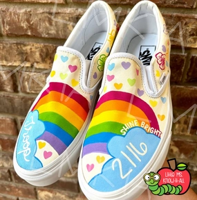 Adult Hand-Painted Girl Scouts Troop Leader Pastel Rainbow Shoes Asics Shoes Gel Kayano 19