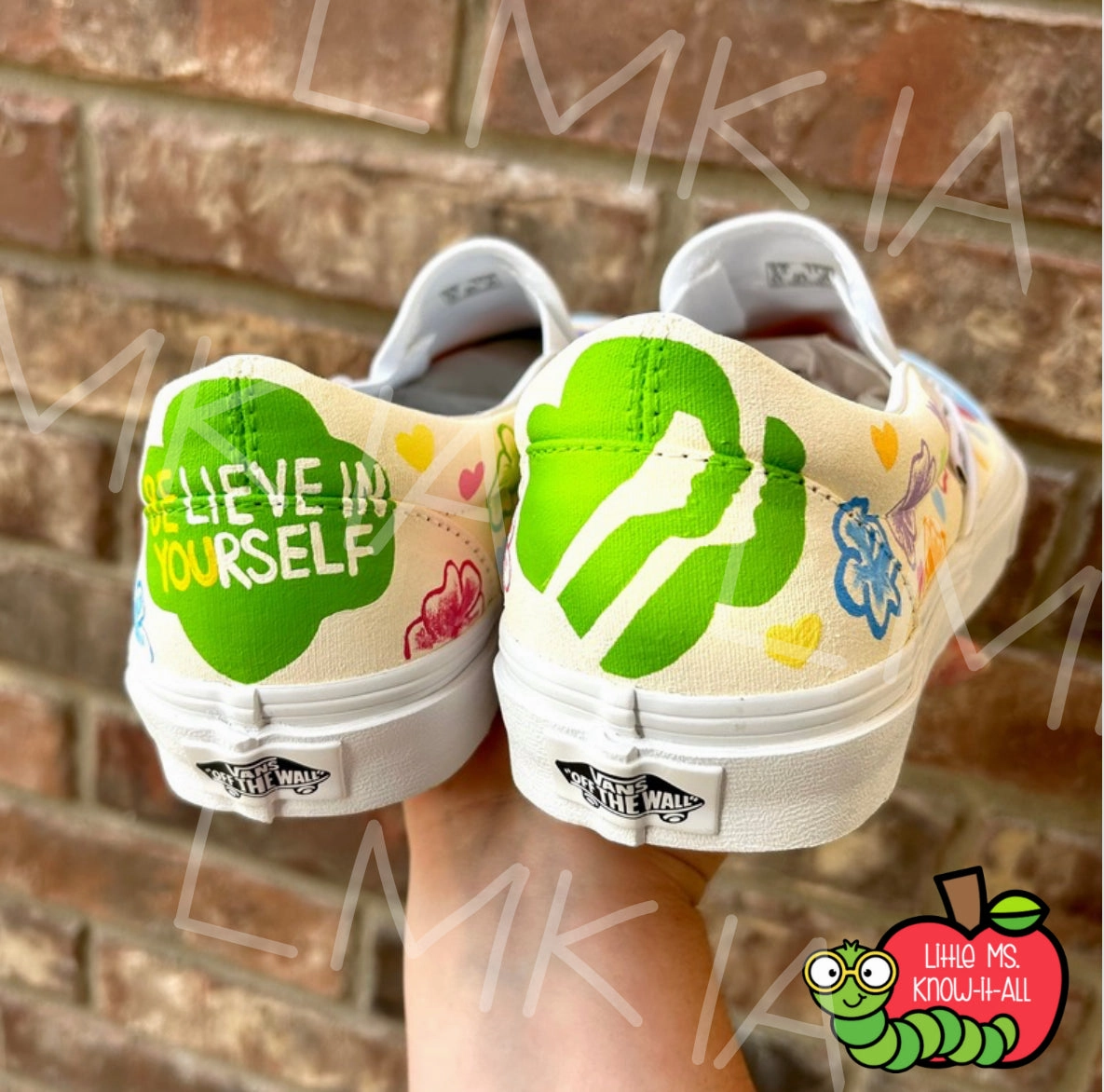 Adult Hand-Painted Girl Scouts Troop Leader Pastel Rainbow Shoes Asics Tennis Shoes Models