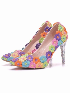 Best Low Heel Dress Shoes Women's Wedding Shoes Crystal Lace Shoes Flower Shoes High Heel Bridal Shoes,H37