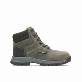 WOLVERINE W221033-W PIPER 6'' CT WP WMN'S (Wide) Charcoal Grey Leather Work Boots Leisure Fit Summit Hike