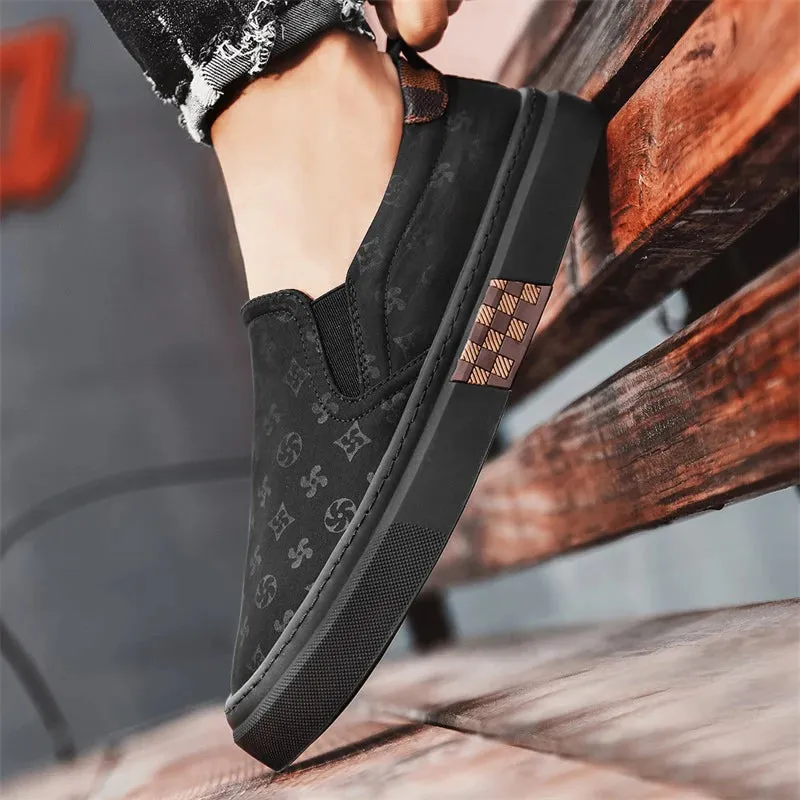 Summer Men Casual Shoes Print Soft Breathable Tennis Sneakers Slip-On Casual Walking Simple Outdoor Sports Shoes For Male 39-44 All Leather Tennis Shoes