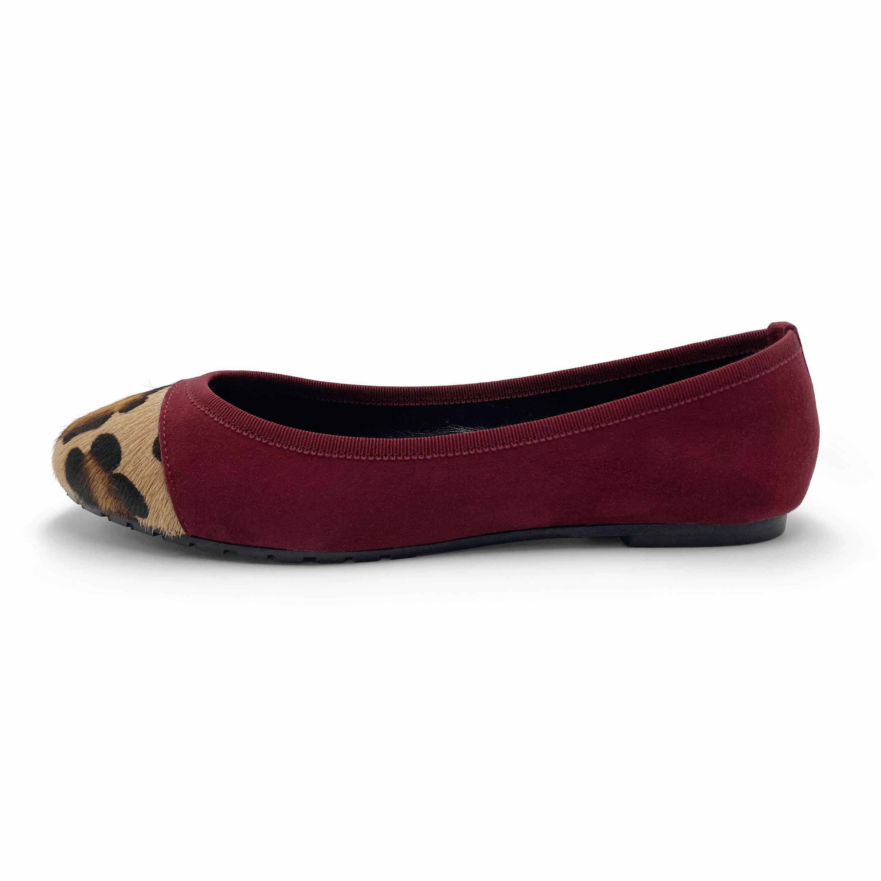 Burgundy suede ballet flats with animal print toe Flats Kohls Shoes