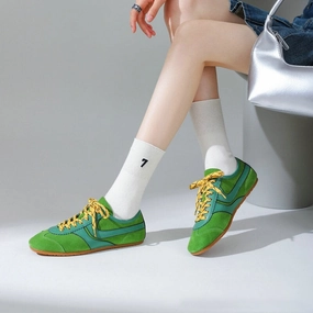 Shoe Flats Handmade Soft Leather Colorful Sneakers for Women Lace Up Sneakers Designer Shoes