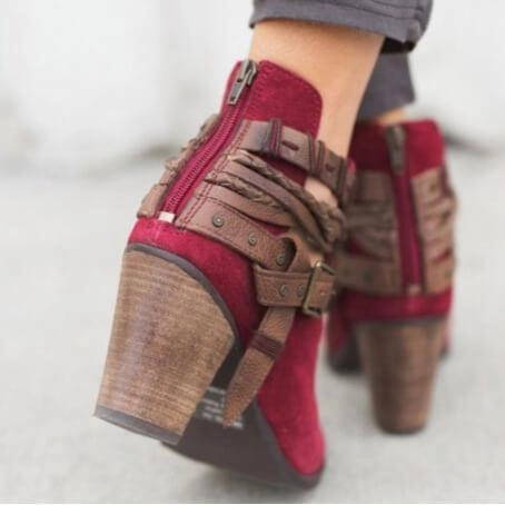 Chunky Heels Strap Casual Ankle Boots Adidas Graffiti Shoes