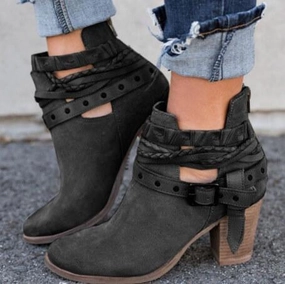 Adidas Skateboard Shoe Chunky Heels Strap Casual Ankle Boots
