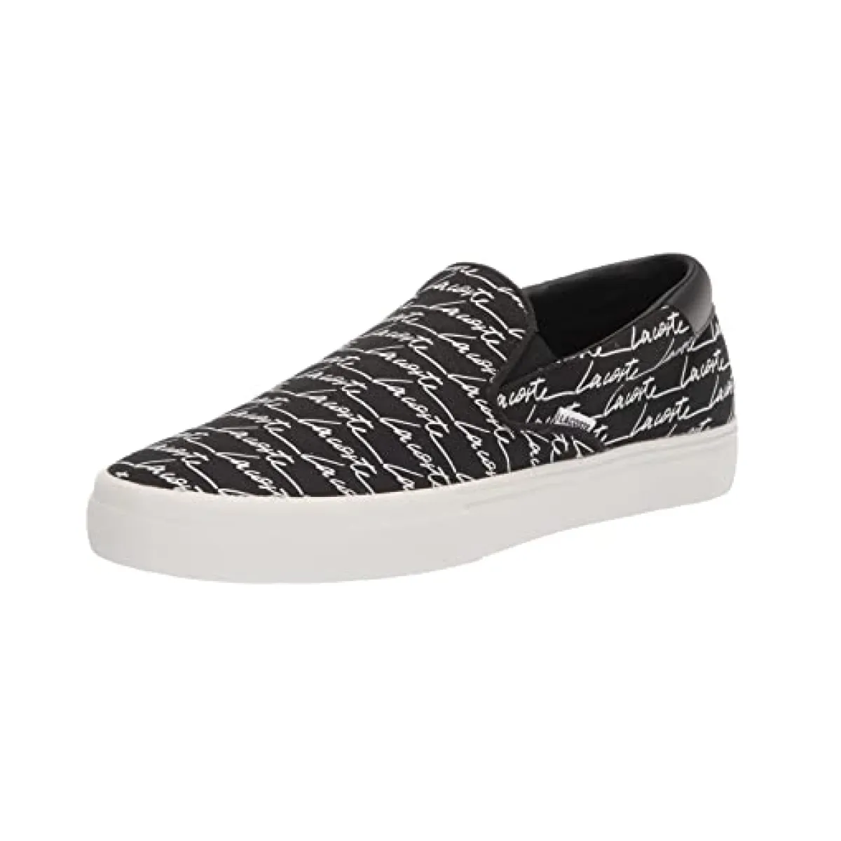 LACOSTE 7-42CMA0041312 Jump Serve Slip Canvas Signature Printed MN'S (Medium) Black/White Textile Lifestyle Shoes Velvet Rich Virtual Step