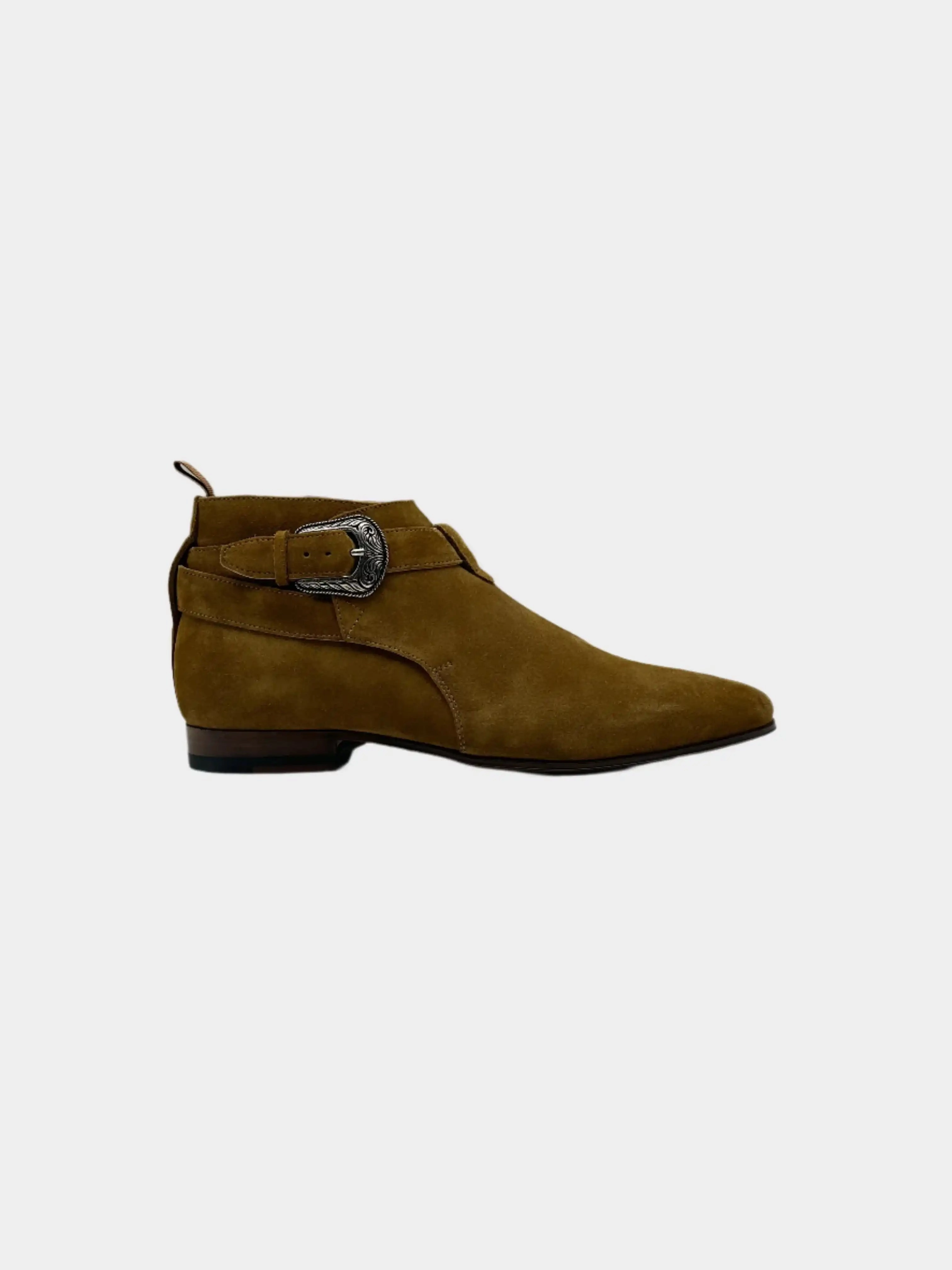 Crepe Sole Cowboy Boots Stivaletto Suede Con Fibbia