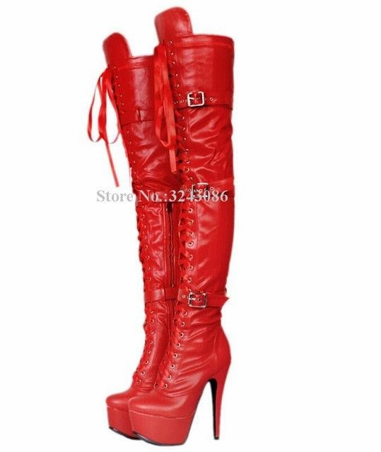 Luxury Rhinestone Studded Woman Sexy Over the Knee Booties Lace Up Stiletto High Heels The New Shoes Adidas