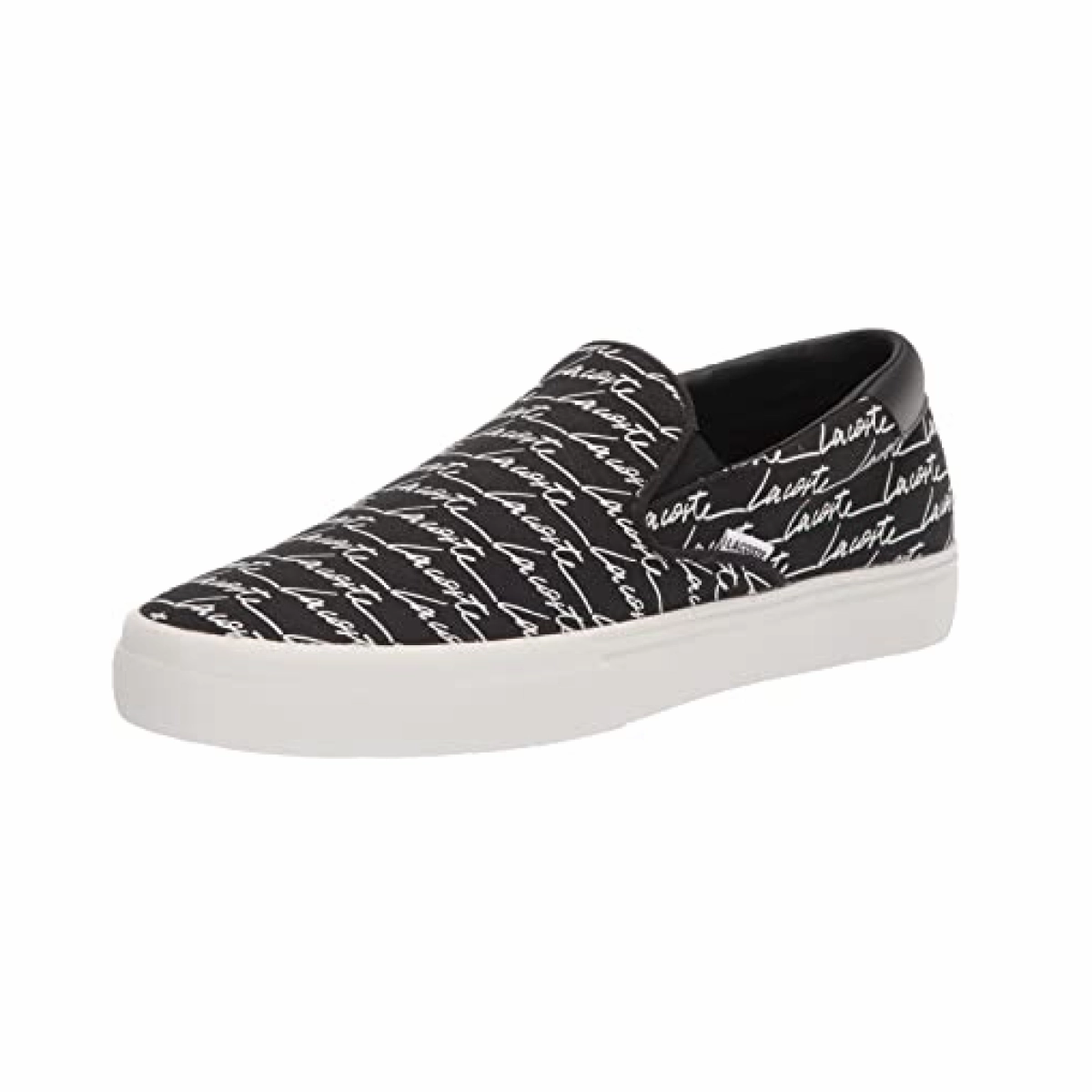 LACOSTE 7-42CMA0041312 Jump Serve Slip Canvas Signature Printed MN'S (Medium) Black/White Textile Lifestyle Shoes Velvet Rich Virtual Step