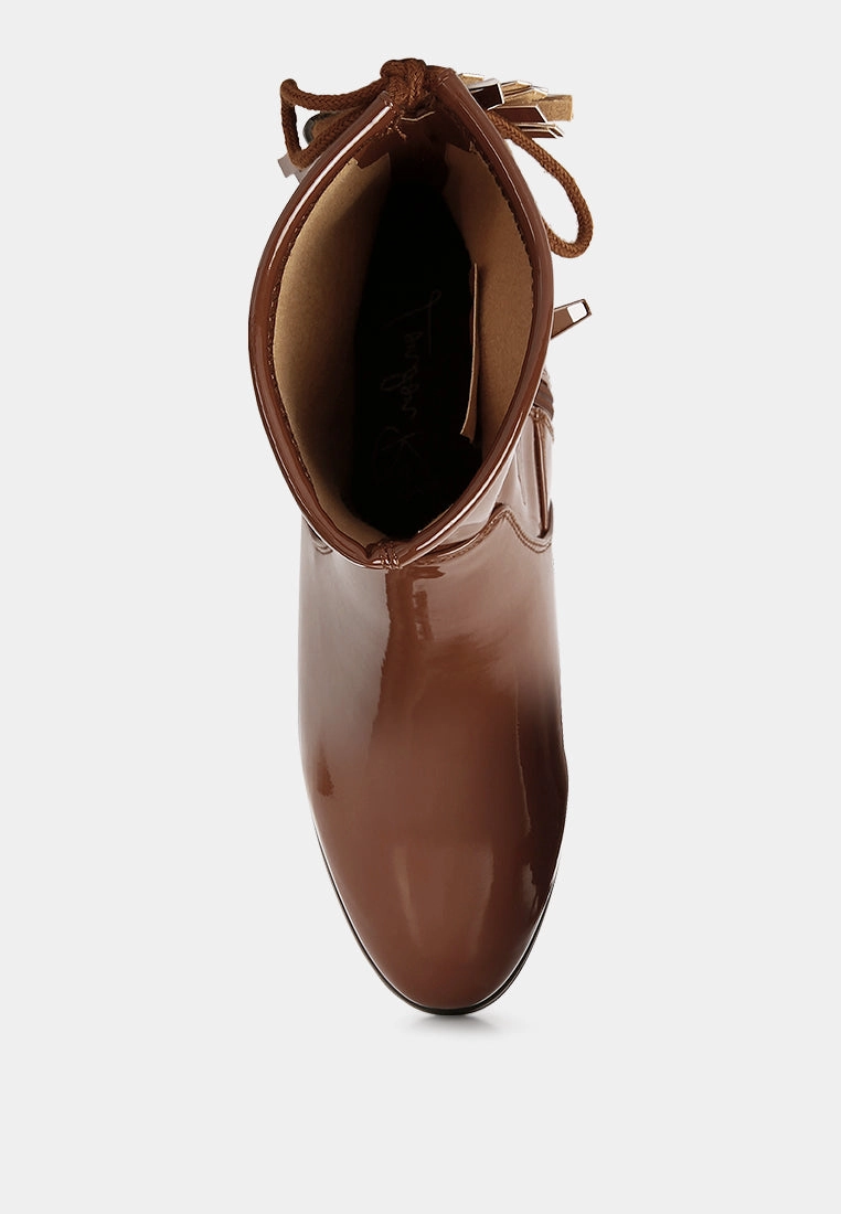 Rear Entry Ski Boots Cheer Leader Tassels Detail Ankle Boots