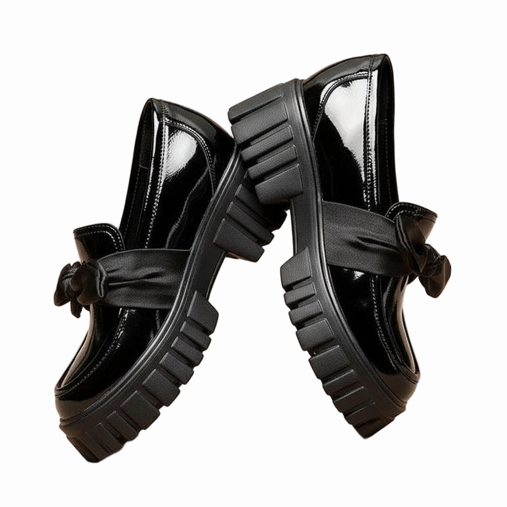 Asics Unisex Superblast Running Shoes Bowknot Platform Oxford Glossy Shoes