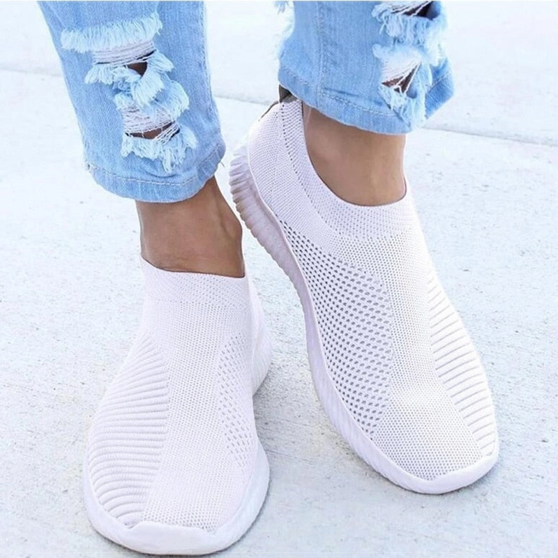 Women Flat Slip on White Shoes Woman Lightweight White Sneakers Summer Autumn Casual Chaussures Femme Basket Flats Shoes Flat Sparkly Shoes