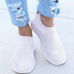 Women Flat Slip on White Shoes Woman Lightweight White Sneakers Summer Autumn Casual Chaussures Femme Basket Flats Shoes Flat Arch Shoes
