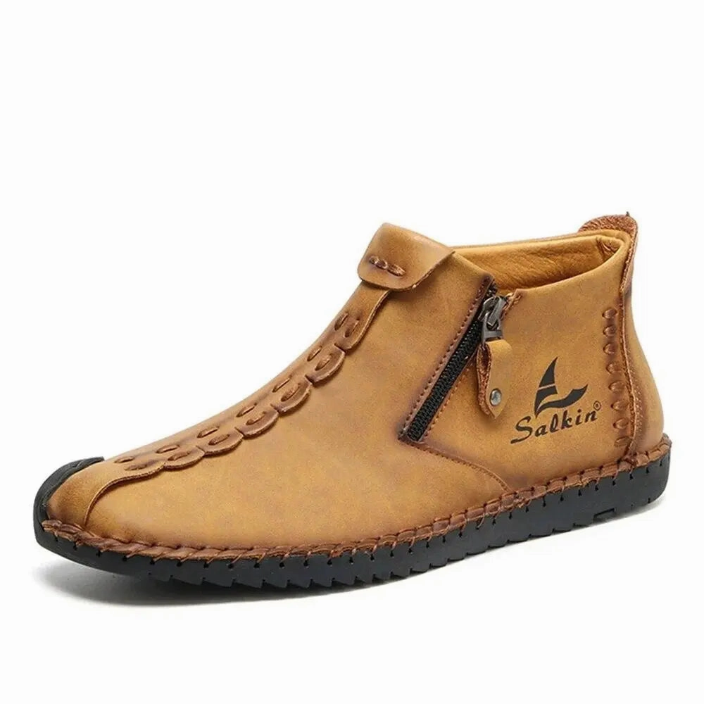 Hand-Sewn Ankle Boots for Men  Soft & Comfortable Slip-On Design