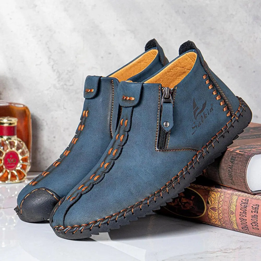 Hand-Sewn Ankle Boots for Men  Soft & Comfortable Slip-On Design