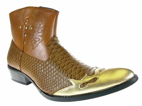 Men's M1794 Faux Snake Skin Short Westren Boots Regency La Toc St Lucia