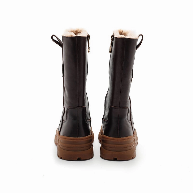 Ckx Snow Boots Shearling Lined Snow Boots Dwarves Leather Mid Calf Boots in Black/Brown/Coffee