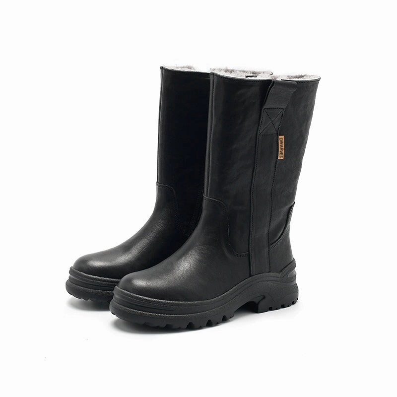 Shearling Lined Snow Boots Dwarves Leather Mid Calf Boots in Black/Brown/Coffee Snow Boots With Socks