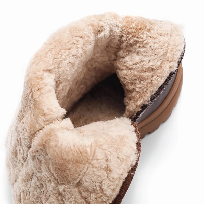 Mountain Snow Boots Shearling Lined Snow Boots Dwarves Leather Mid Calf Boots in Black/Brown/Coffee