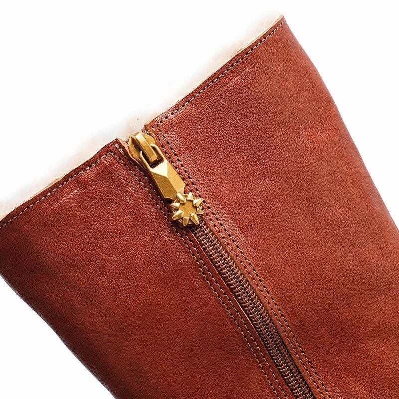 Shearling Lined Snow Boots Dwarves Leather Mid Calf Boots in Black/Brown/Coffee Snow Boot Fitting