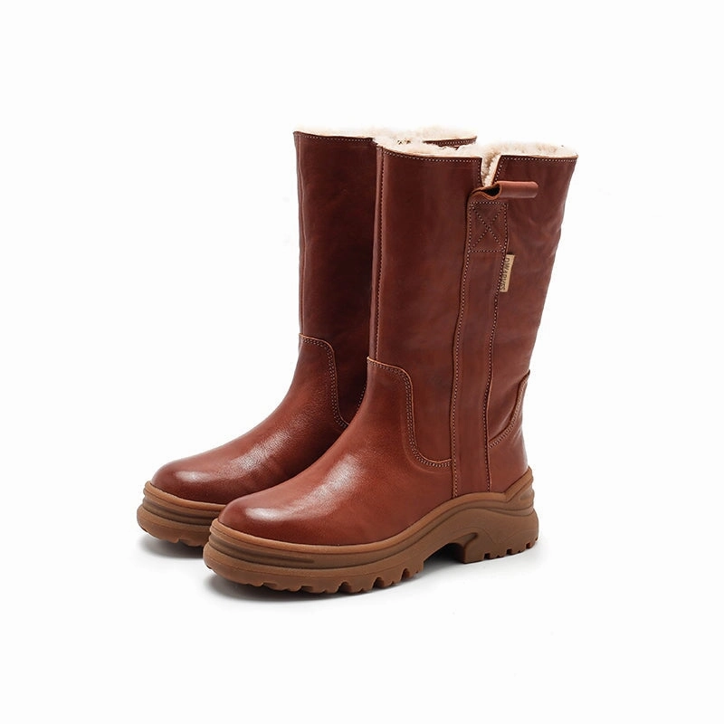 Ryka Snow Boot Shearling Lined Snow Boots Dwarves Leather Mid Calf Boots in Black/Brown/Coffee