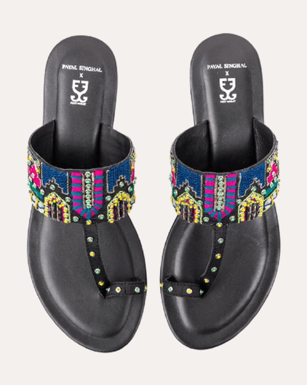 Closed Toe Open Back Flat Shoes Campa : Kolha Flats - Payal Singhal X Fizzy Goblet