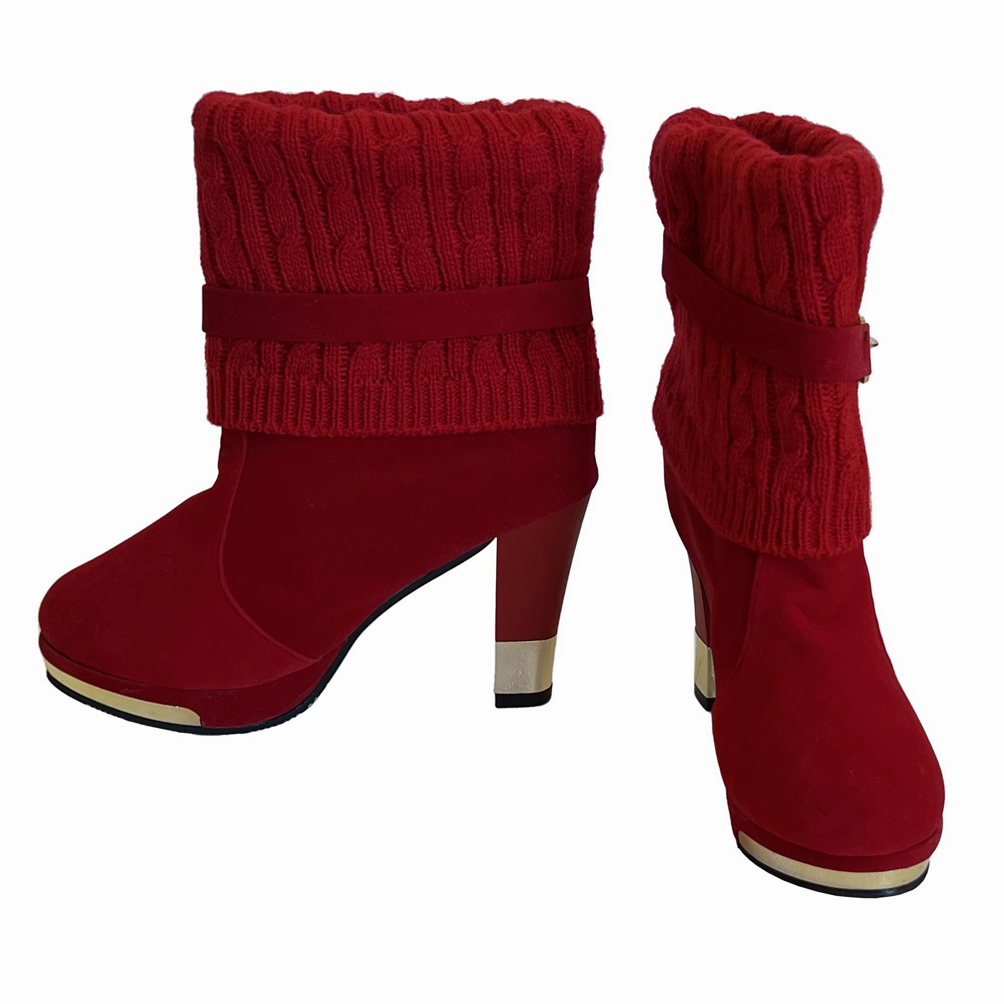 Dewalt Working BBLAN Red Suede Fashion Booties with Leg Warmers. Size: US 7.5, EU-28.