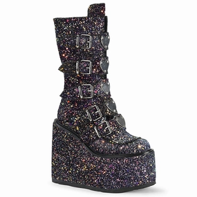 Adidas Skating Shoes SWING-230G DemoniaCult Black Glitter Sexy Women's Mid-Calf & Knee High Boots (Alternative Footwear)